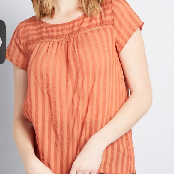 New ModCloth I’m Boxy Linen Blend Blouse Burnt Orange - Picture 2 of 7